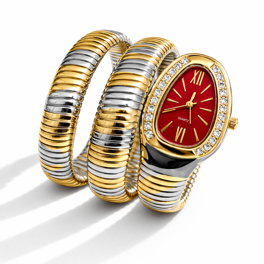 Dual Tone Serpent Watch-Red