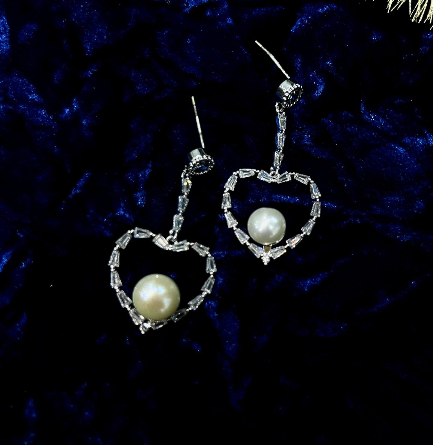Pearl Heart Drop Earrings