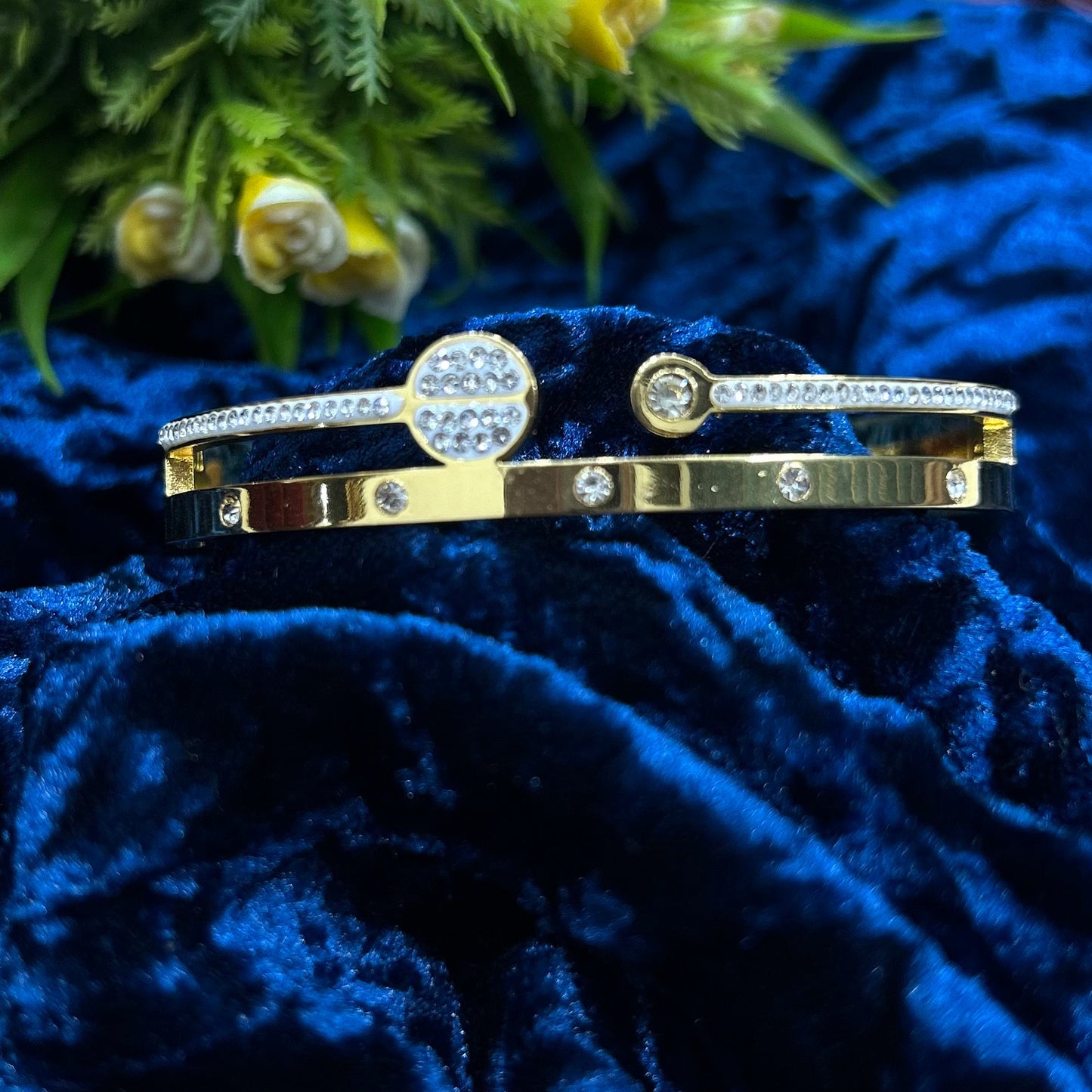 Dual Crystal Gold Bracelet
