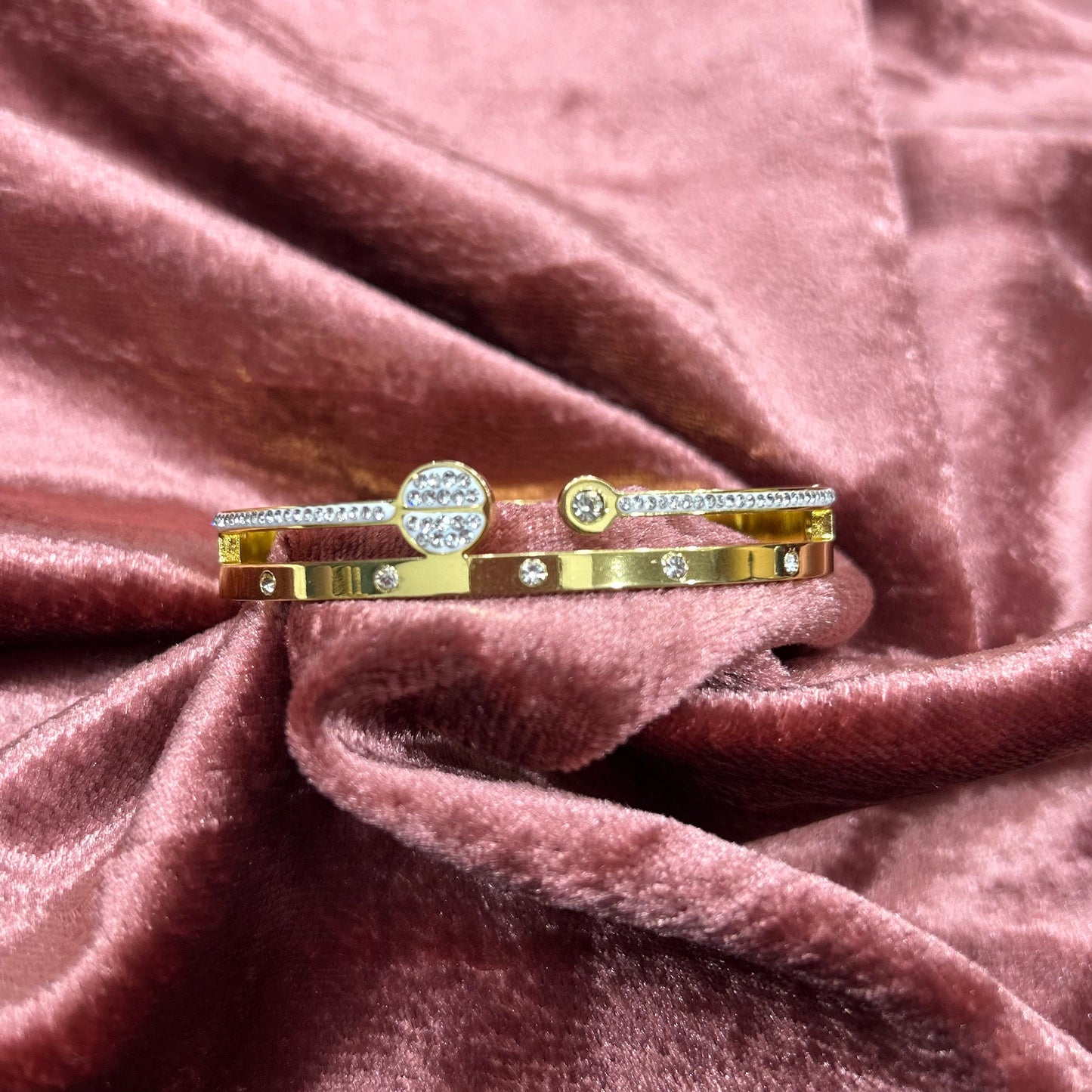 Dual Crystal Gold Bracelet