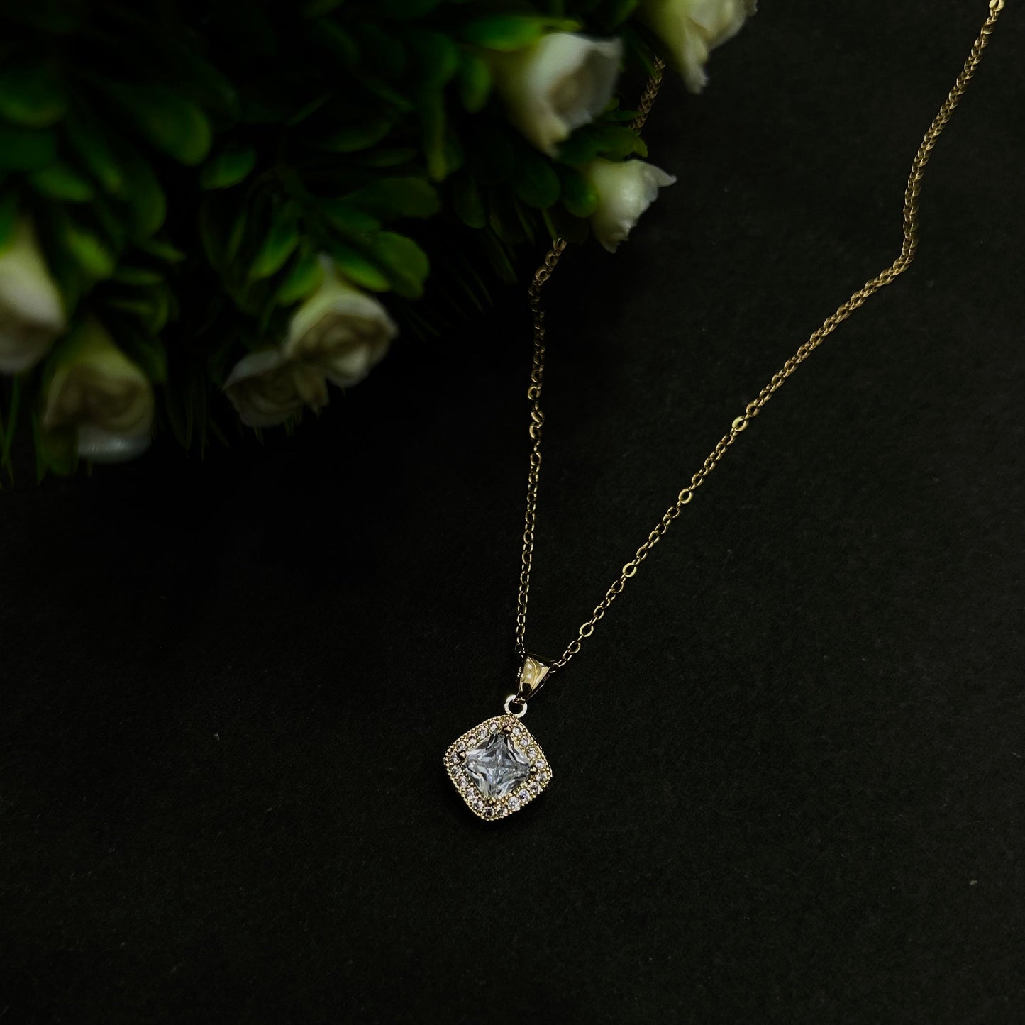 Radiant Crystal Square Pendant