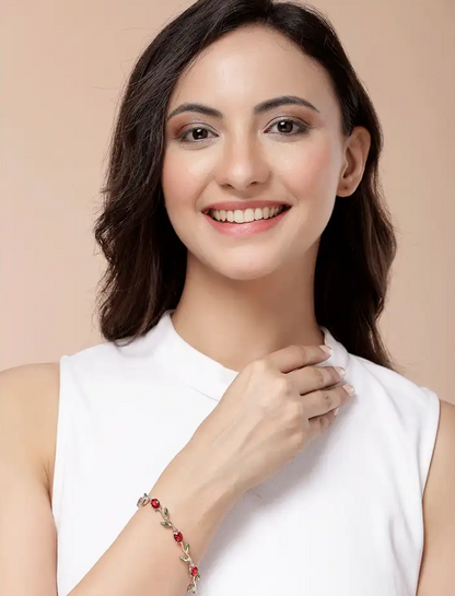 Red Tulip Crystal Bracelet