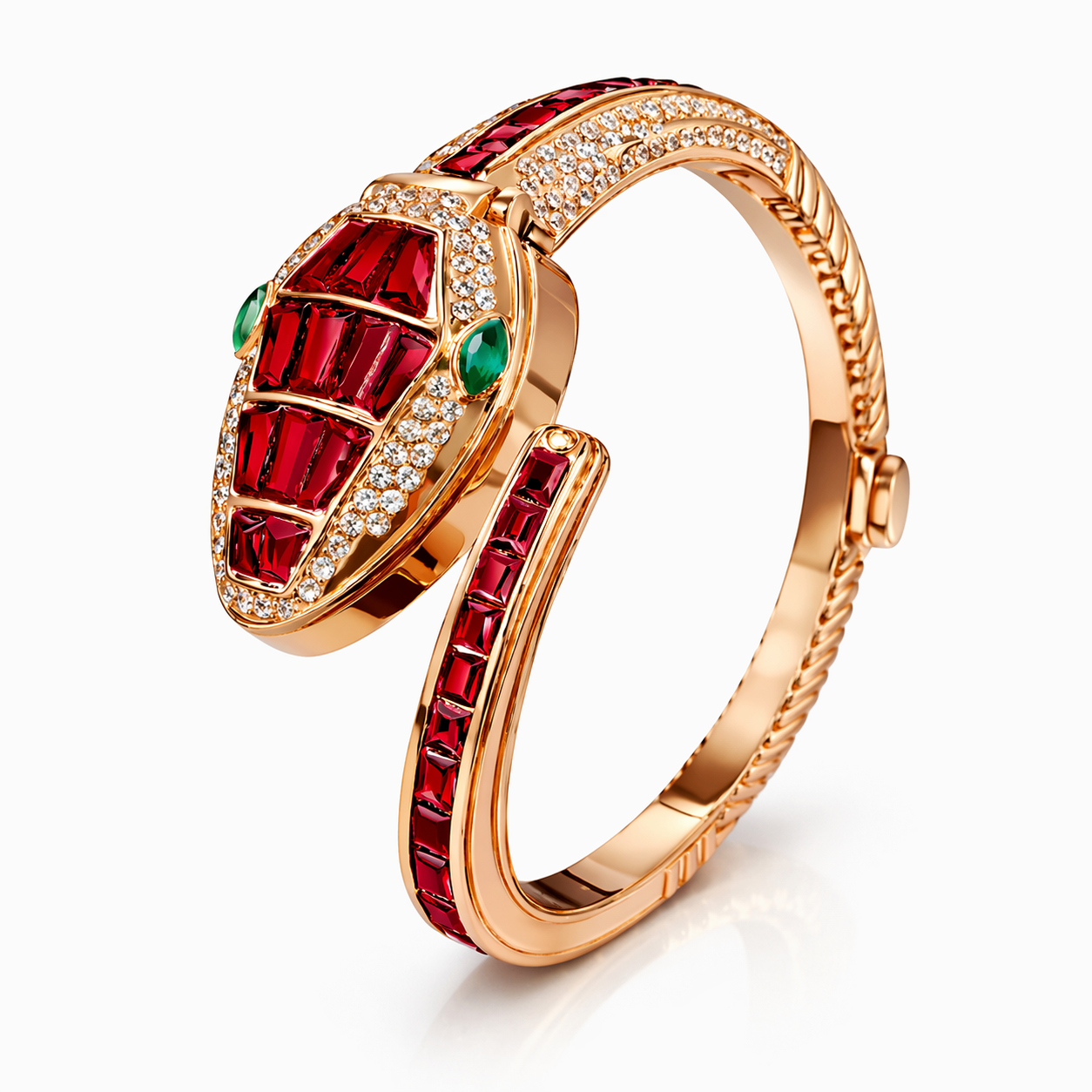 Gold Serpent Watch with Ruby- Red