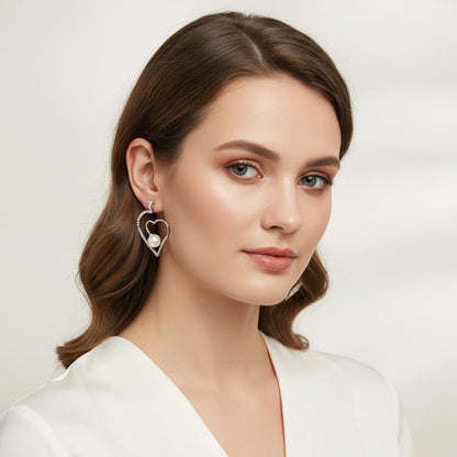 Pearl Heart Earrings