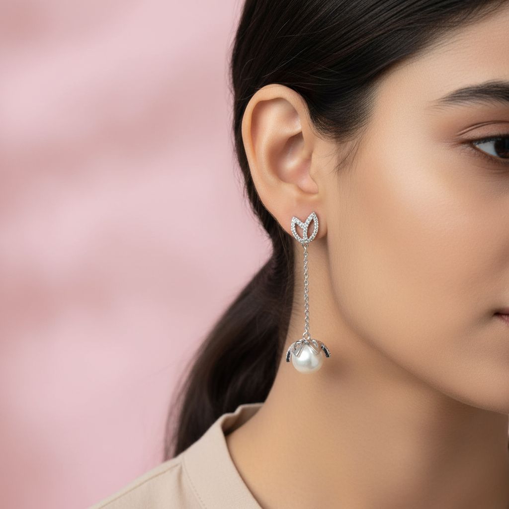 Silver Pearl Earings