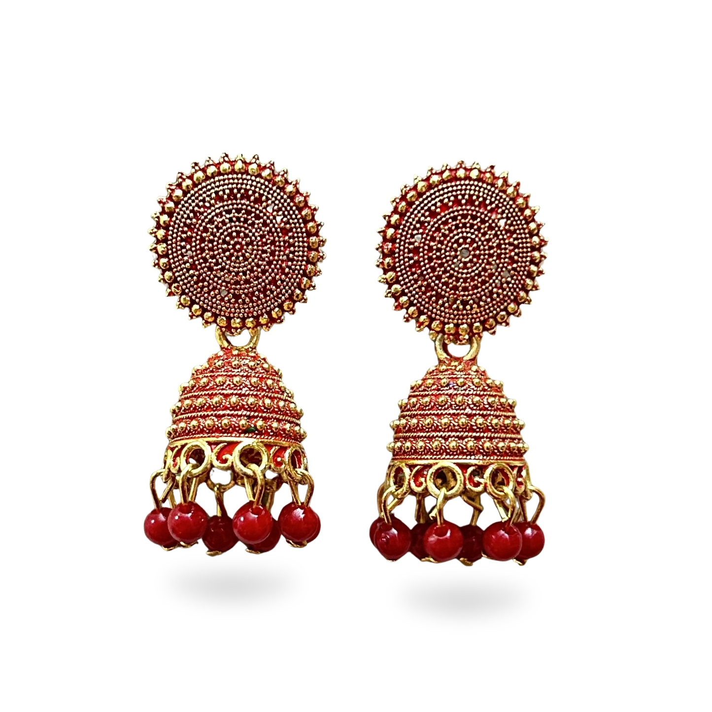 Traditional Red Jhumka Earrings