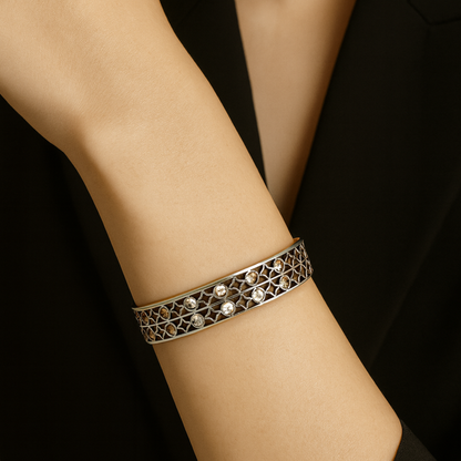 Silver Lattice Crystal Bracelet