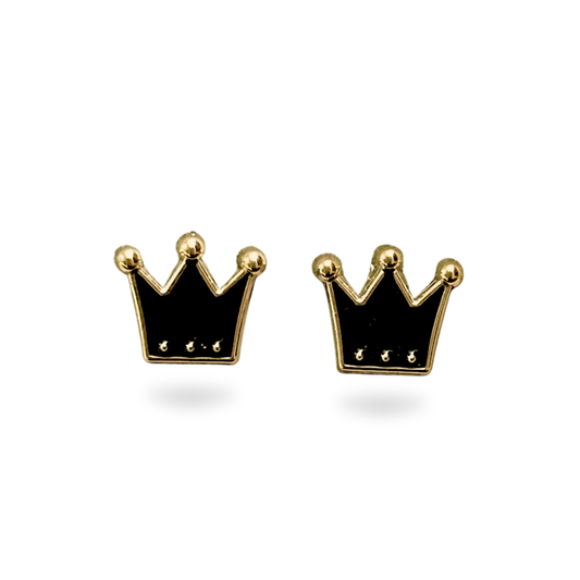 Black Crown Stud Earrings