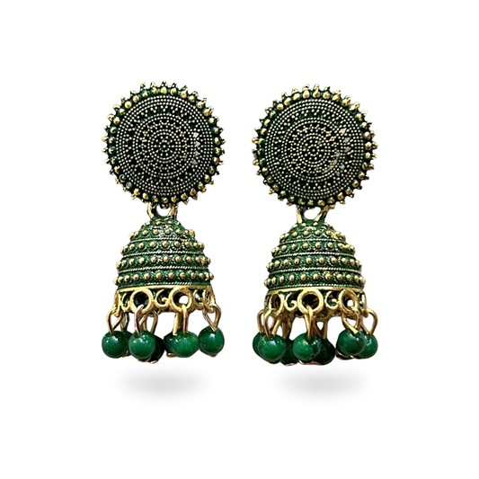 Traditional Green Jhumka Earrings