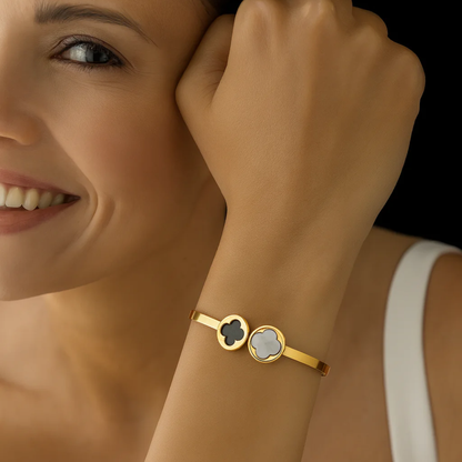Gold Clover Cuff Bracelet