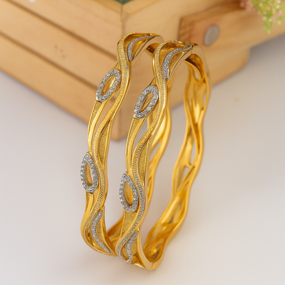 Gold Wave Design Bangles