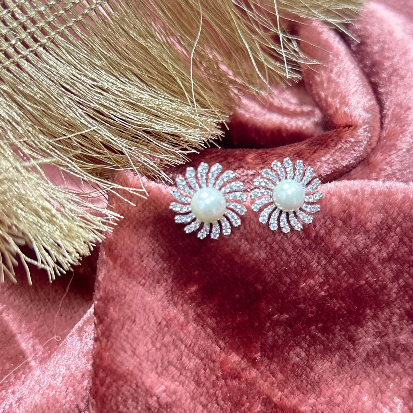 Sunflower Pearl  Earrings
