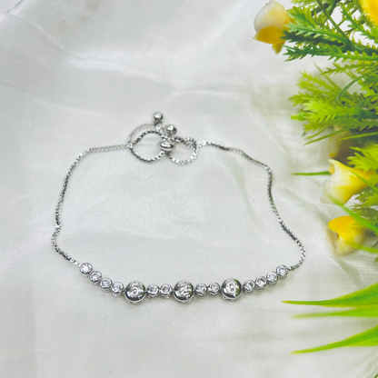 Silver Number Charm Bracelet (Adjustable size)