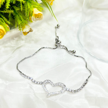 Open Heart Sparkle Bracelet (Adjustable size)