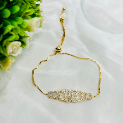 Golden Circle Sparkle Bracelet (Adjustable size)