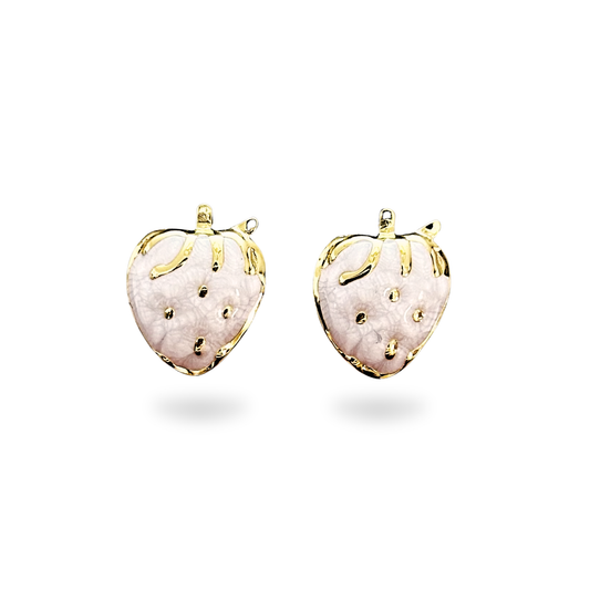 Cute Strawberry Stud Earrings – Gold Plated Pastel Fruit Design