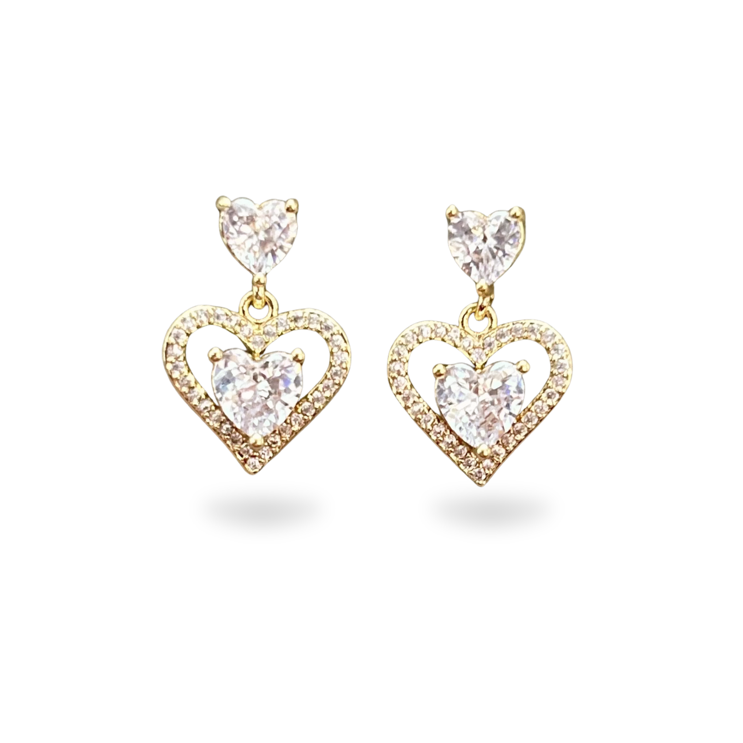 Elegant Double Heart Drop Earrings