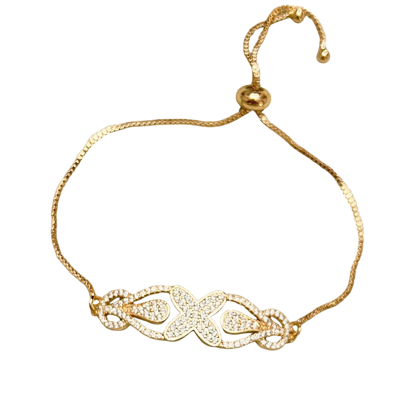 Delicate Butterfly Crystal Bracelet – Adjustable Gold Chain