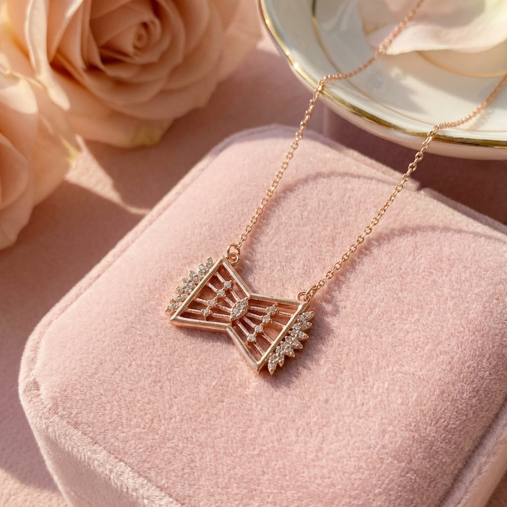 Crystal Bow Pendant Necklace