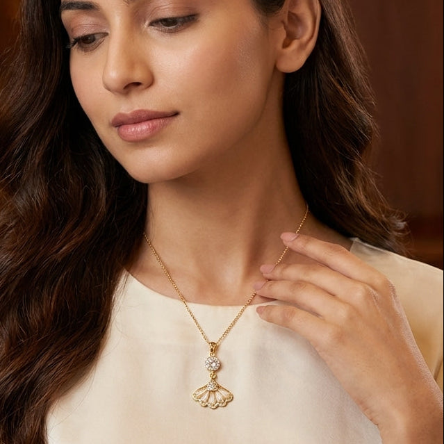 Floral Pearl Drop Pendant Necklace