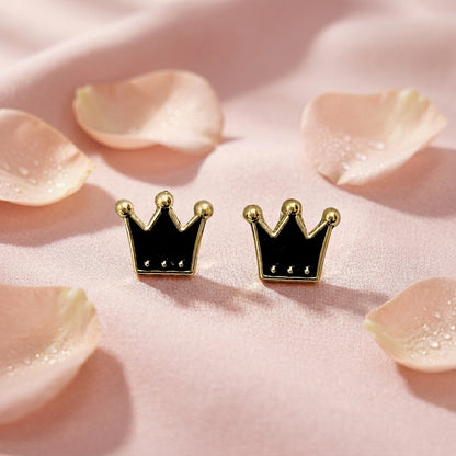Black Crown Stud Earrings