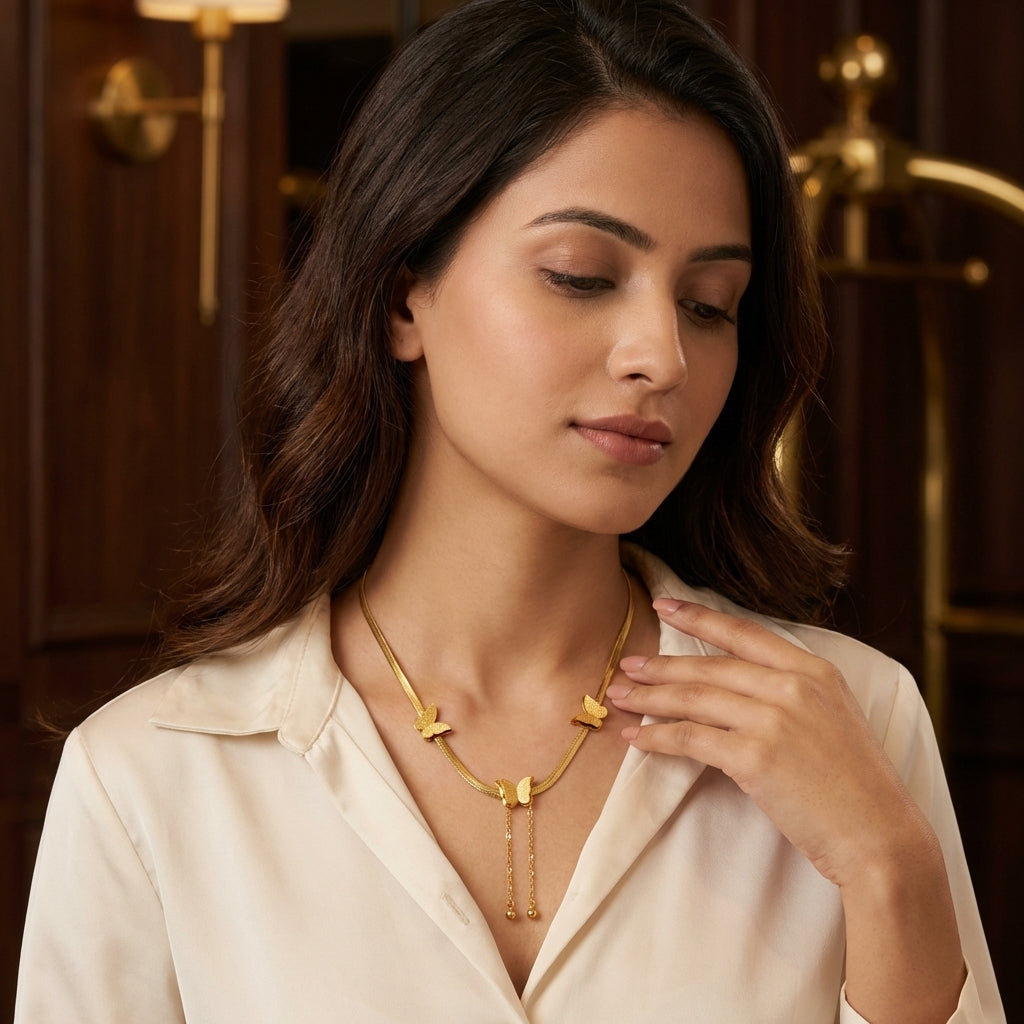 Butterfly Charm Gold Necklace