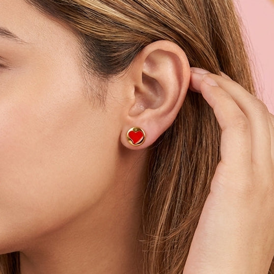 Red Heart Stud Earrings