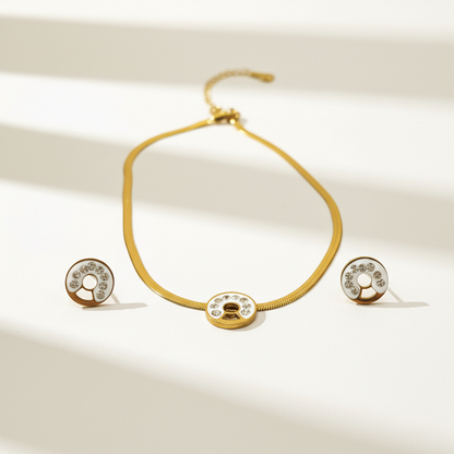 Crystal Halo Gold Jewellery Set