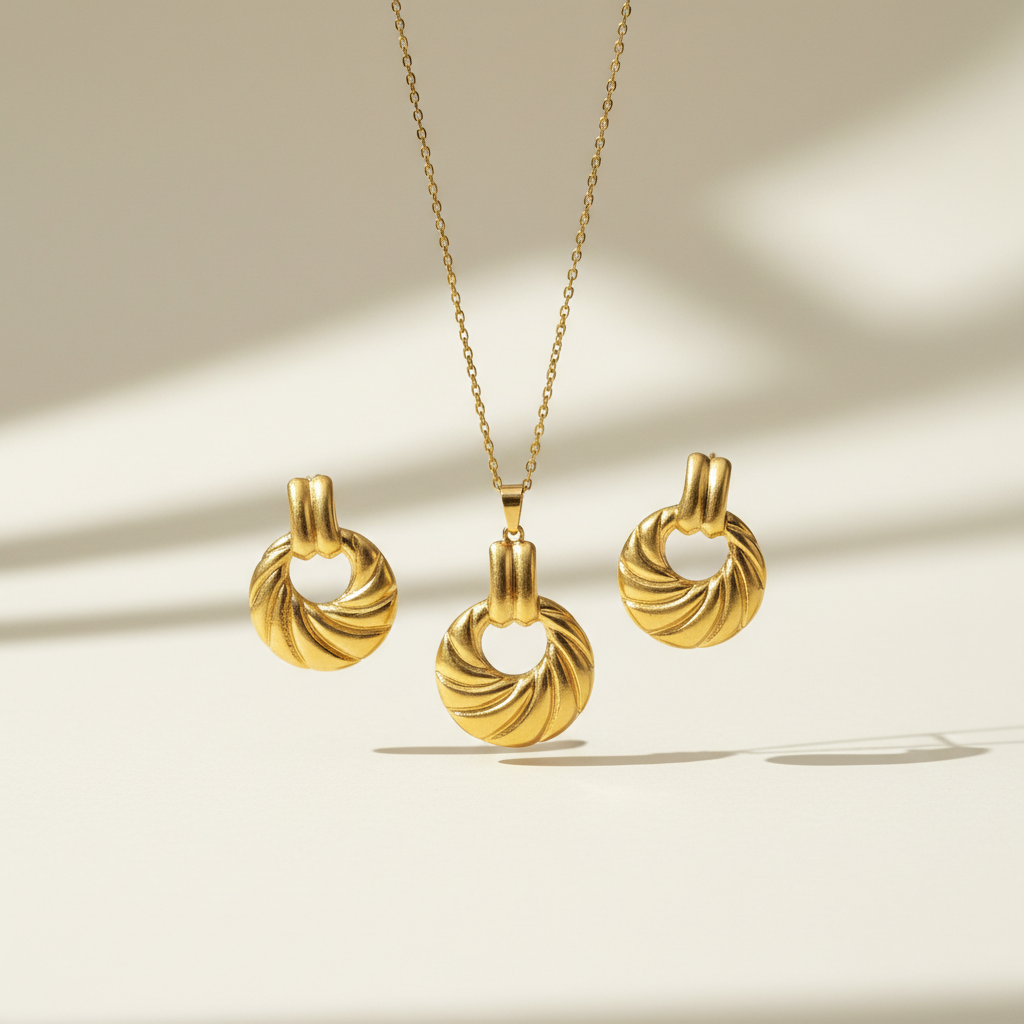 Vintage Swirl Gold Jewellery Set