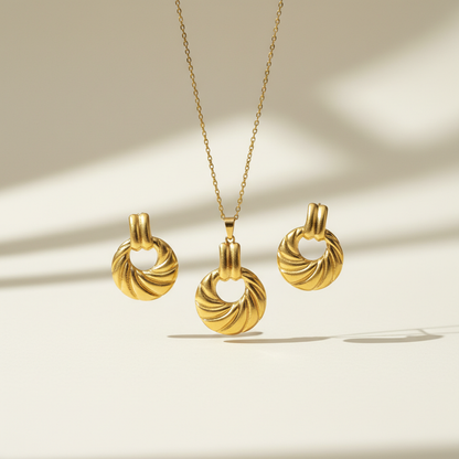 Vintage Swirl Gold Jewellery Set