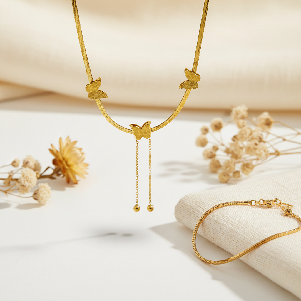 Butterfly Charm Gold Necklace